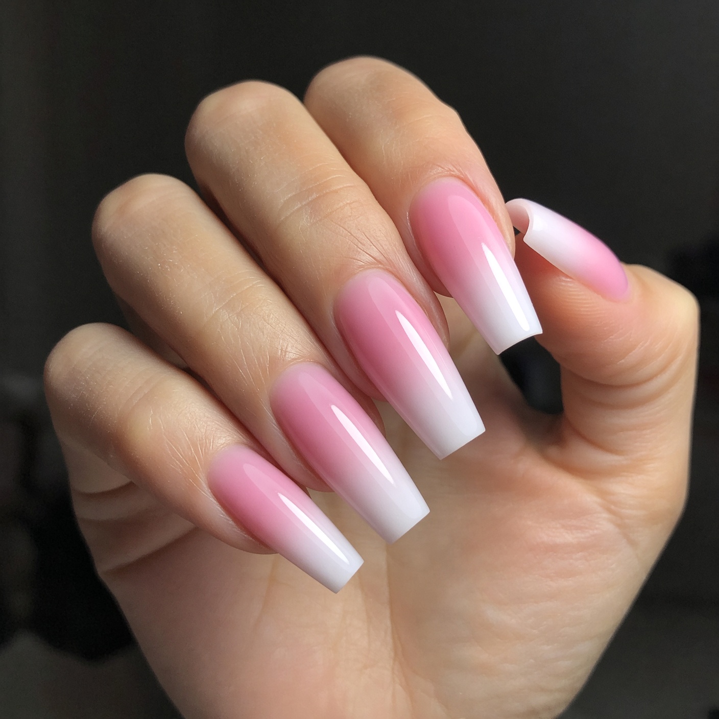 Pink and white ombré acrylic set
